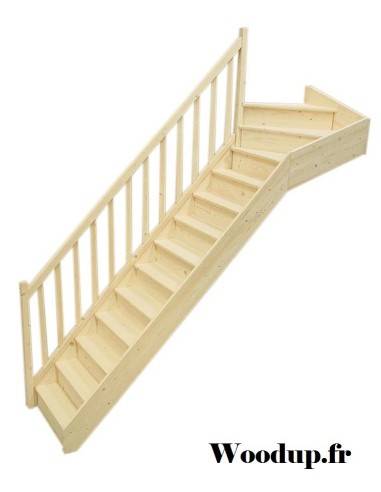 Escalier 1/4 tournant haut en sapin