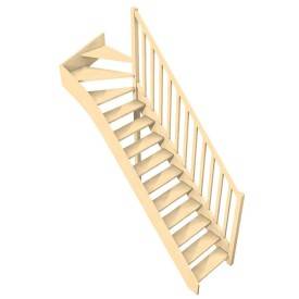 Fichtenholztreppe mit oberer Viertelwendung 2