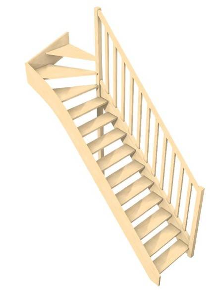 Escalera de cuarto de vuelta superior en abeto