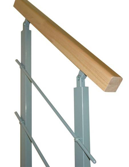 Straight beech staircase with metal bar balustrade