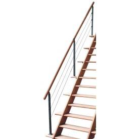 Straight beech staircase with cable railing