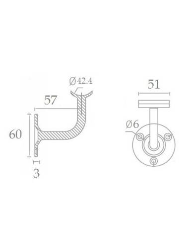 SOPORTE GALVANIZADO GRIS PARA PASAMANOS