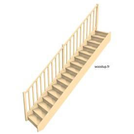 Escalera recta con contrahuellas y barandilla con balaustres