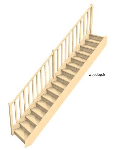 Gerade Treppe mit Setzstufen und Geländer mit Holzstäben