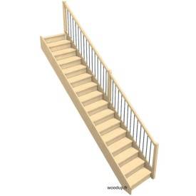 Escalier droit avec contremarches et rampe à lisses horizontales alu