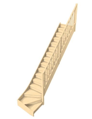 Maßgefertigte Treppe mit Viertelwendung unten