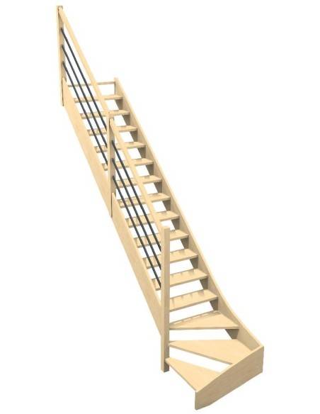 Maßgefertigte Treppe mit Viertelwendung unten