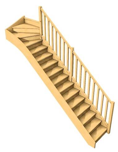 Maßgefertigte viertelgewendelte Treppe mit Wendung oben