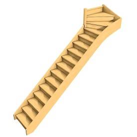 Maßgefertigte viertelgewendelte Treppe mit Wendung oben 2