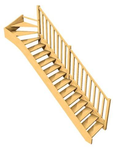 Maßgefertigte Treppe mit Viertelwendung oben
