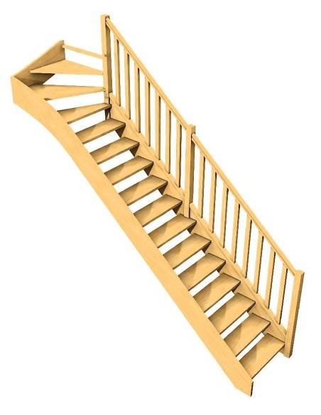 Maßgefertigte Treppe mit Viertelwendung oben