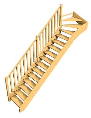 Maßgefertigte Treppe mit Viertelwendung oben