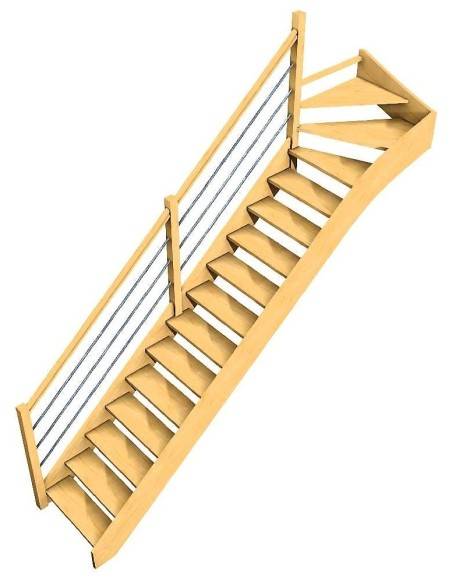 Maßgefertigte Treppe mit Viertelwendung oben