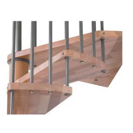 Escalier hélicoïdal en hêtre rampe métal