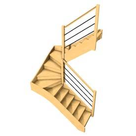 Escalier double quart tournant sur mesure