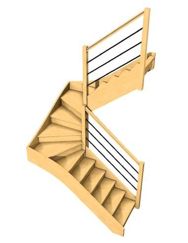 Escalier double quart tournant sur mesure