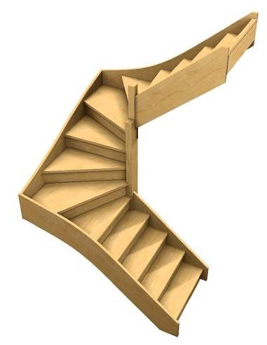 Maßgefertigte Treppe mit doppelter Viertelwendung