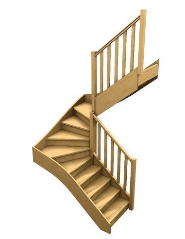 Escalera de dos cuartos de vuelta a medida