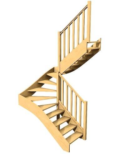 Escalier double quart tournant sur...