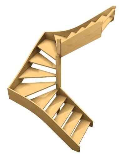 Escalera de dos cuartos de vuelta a medida