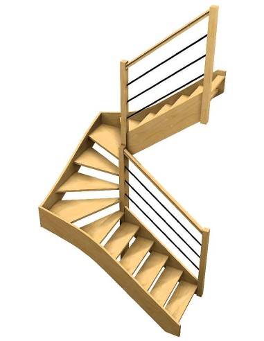 Escalier double quart tournant sur...