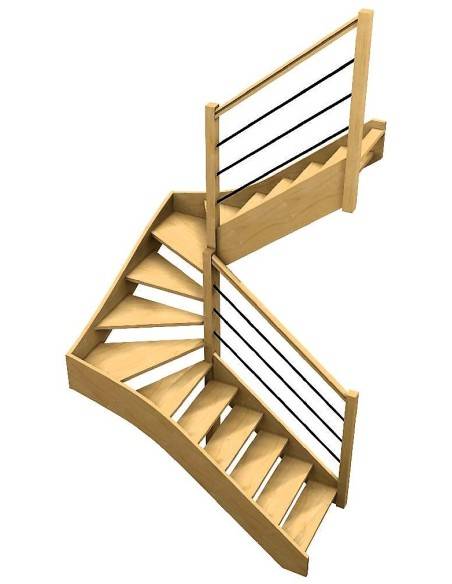 Escalera de dos cuartos de vuelta a medida