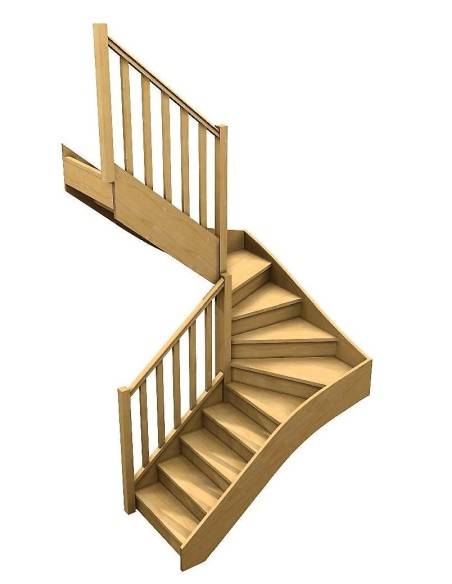 Escalier double quart tournant sur mesure