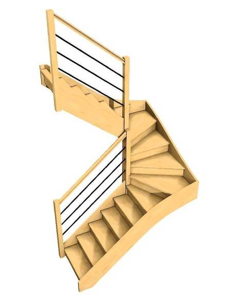 Escalera de dos cuartos de vuelta a medida