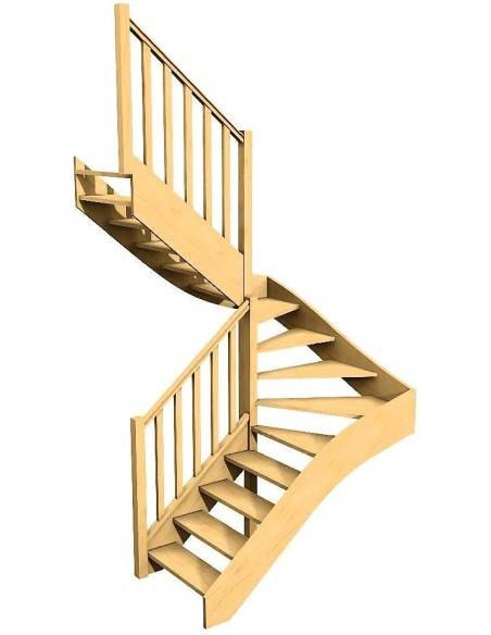 Maßgefertigte Treppe mit doppelter Viertelwendung