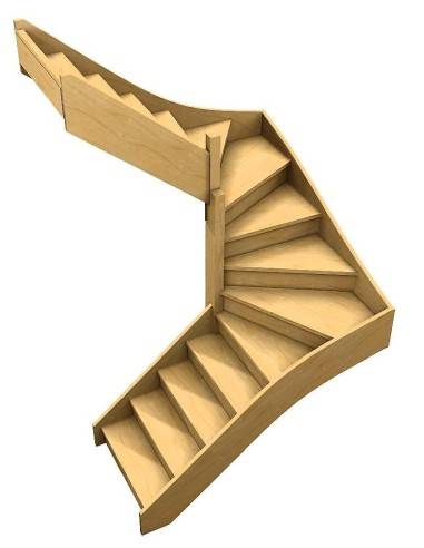 Maßgefertigte Treppe mit doppelter Viertelwendung