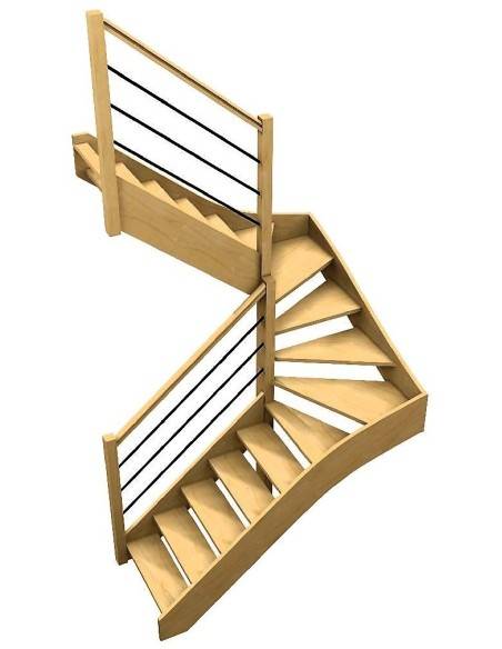 Escalier double quart tournant sur mesure