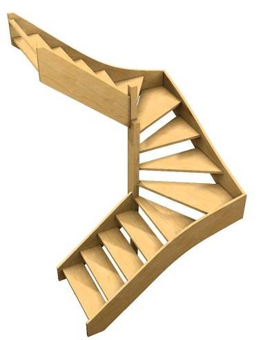 Escalier double quart tournant sur...
