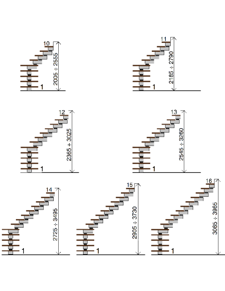 Modulaire trap van hout en metaal Vector