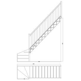 Escalier 1/4 tournant bas hêtre