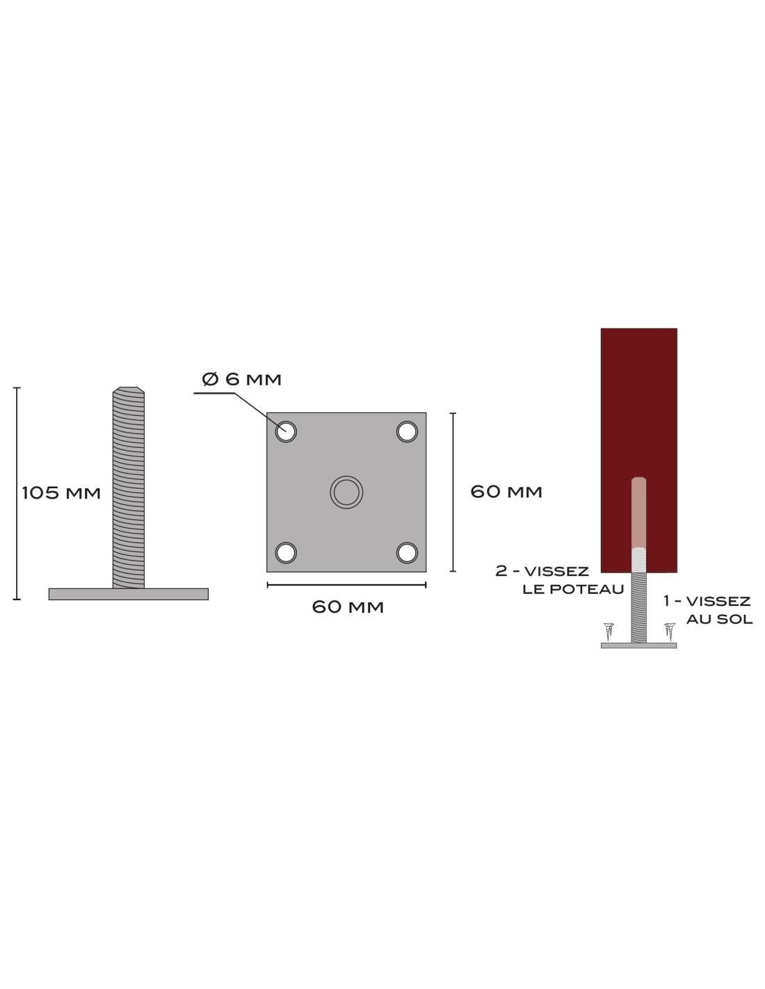 Acheter Support fixation au sol pour poteaux invi J en ligne