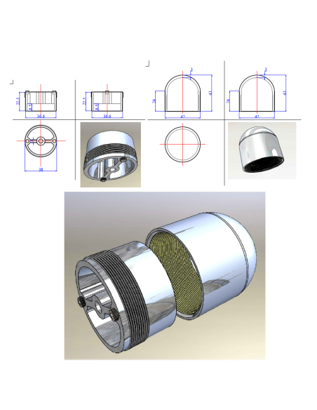RONDE ALUMINIUM EINDDOP + ADAPTER