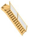 Scala Bavat Abete + ringhiera pali in legno + correnti in metallo