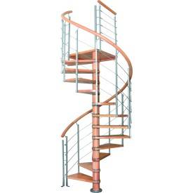 Escalier colimaçon en hêtre rampe à câble