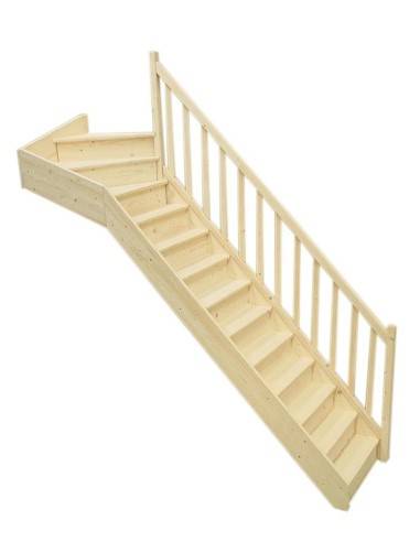 Scala 1/4 di giro in alto in abete