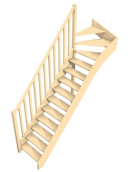 Escalera 1/4 vuelta alta en abeto