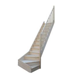 Fichtenholztreppe mit unterer Viertelwendung