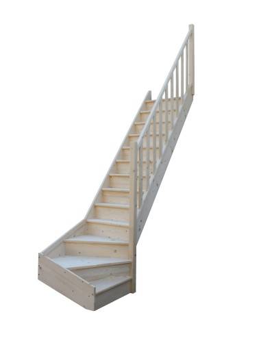 Fichtenholztreppe mit unterer Viertelwendung