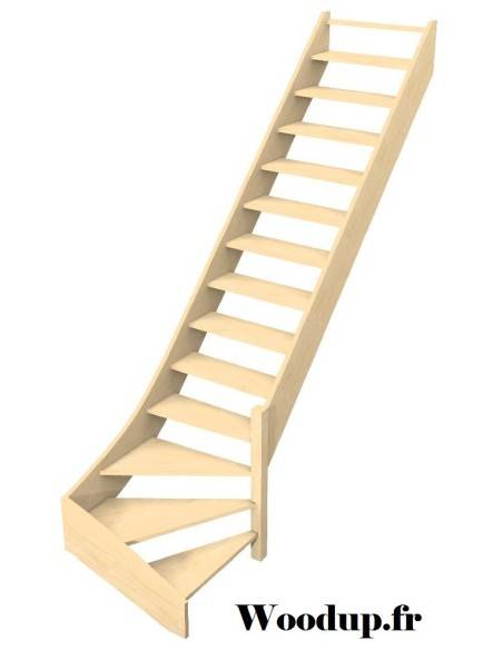 Escalera de 1/4 de vuelta inferior en haya