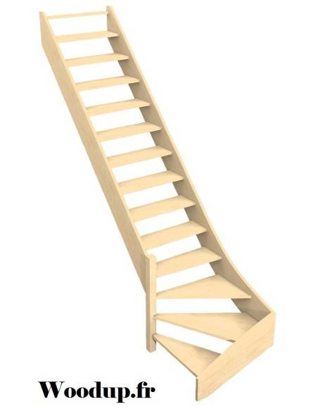 Escalier 1/4 tournant bas hêtre