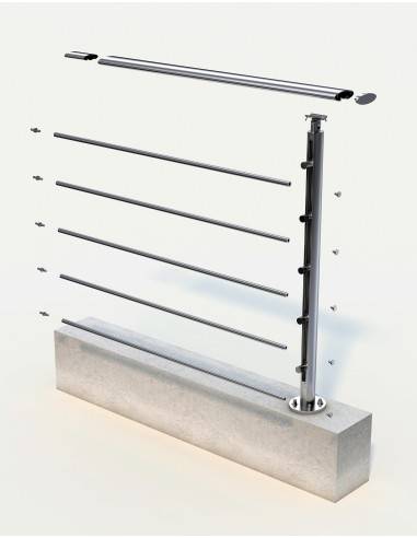 Uitbreidingsset met 1 aluminium Ellipsis-paal voor balustrade