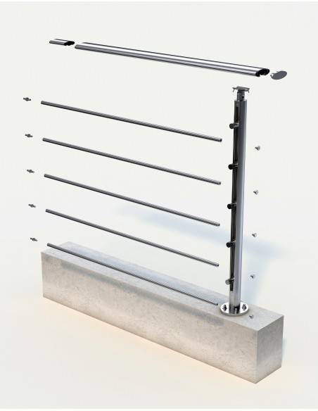 Uitbreidingsset met 1 aluminium Ellipsis-paal voor balustrade