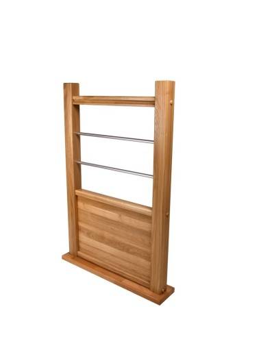 Ringhiera in legno listelli alu + zoccolo in legno su misura