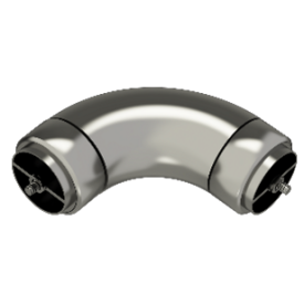 Rundes 90°-Winkelstück aus Aluminium, Ø 50 mm, mit 2 Handlaufverbindern