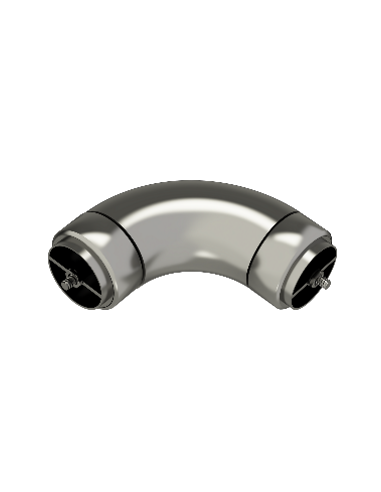Ronde aluminium bocht 90° diameter 50 + 2 leuningverbinders