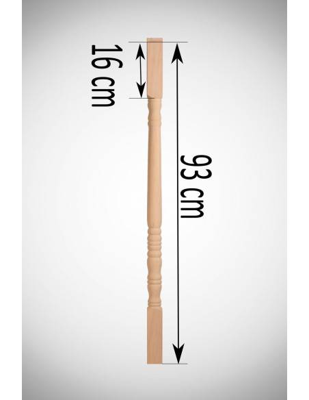 Gedraaide baluster van massief hout voor balustrade